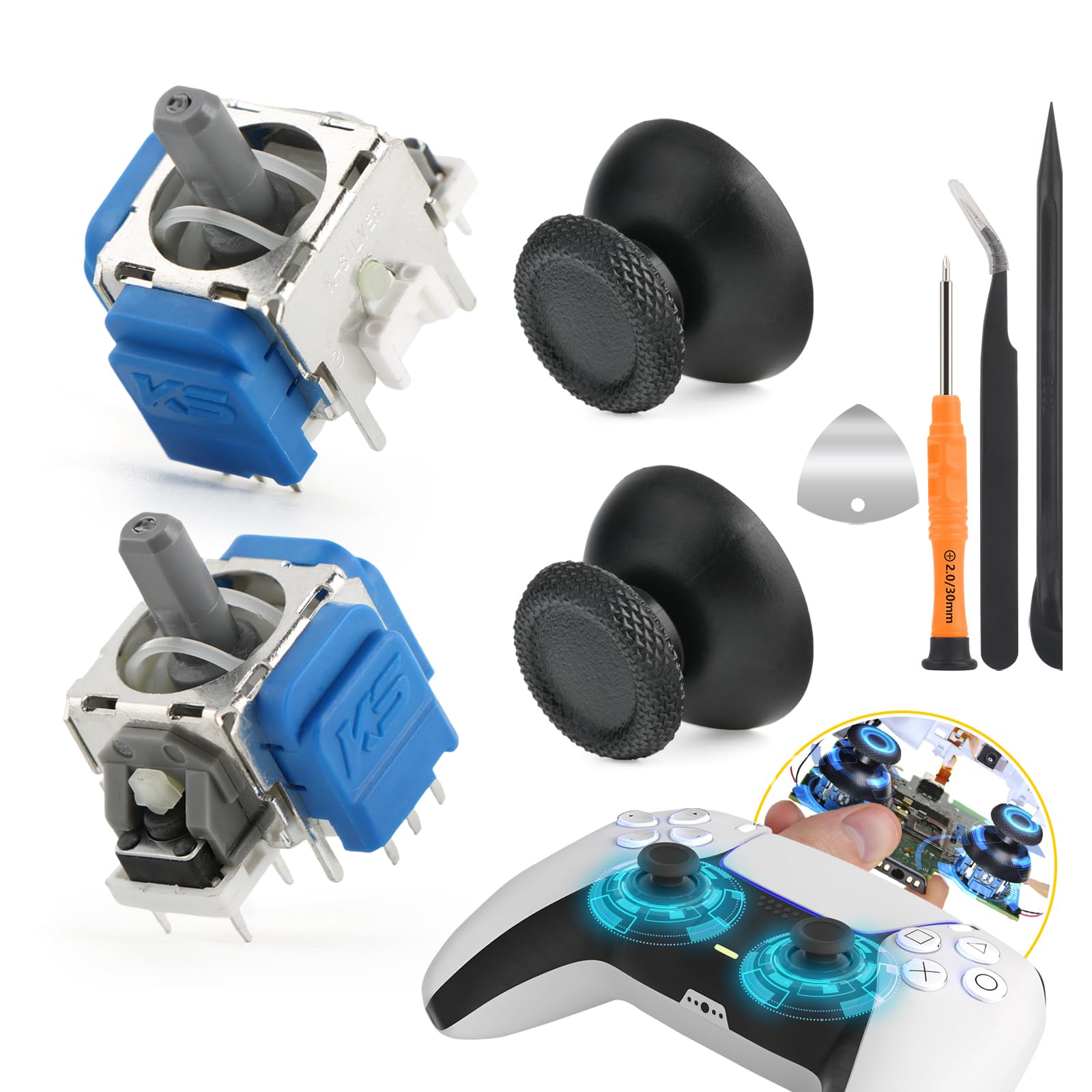 2 Pack TMR Electromagnetic Joystick Replacement for PS5 Controller